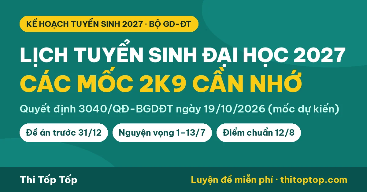 Lịch tuyển sinh đại học 2027: các mốc 2k9 cần nhớ